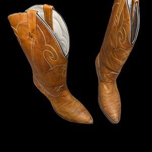 Vintage Dingo Cowboy Boots | Women's 9.5 | Tan Leather | Original Box | 1979